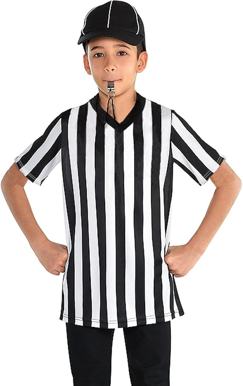 Thapower Children Referee Shirt Costume Kids Youth Black and White Stripe Boy Girls Toddler Ref Jersey - Image 1